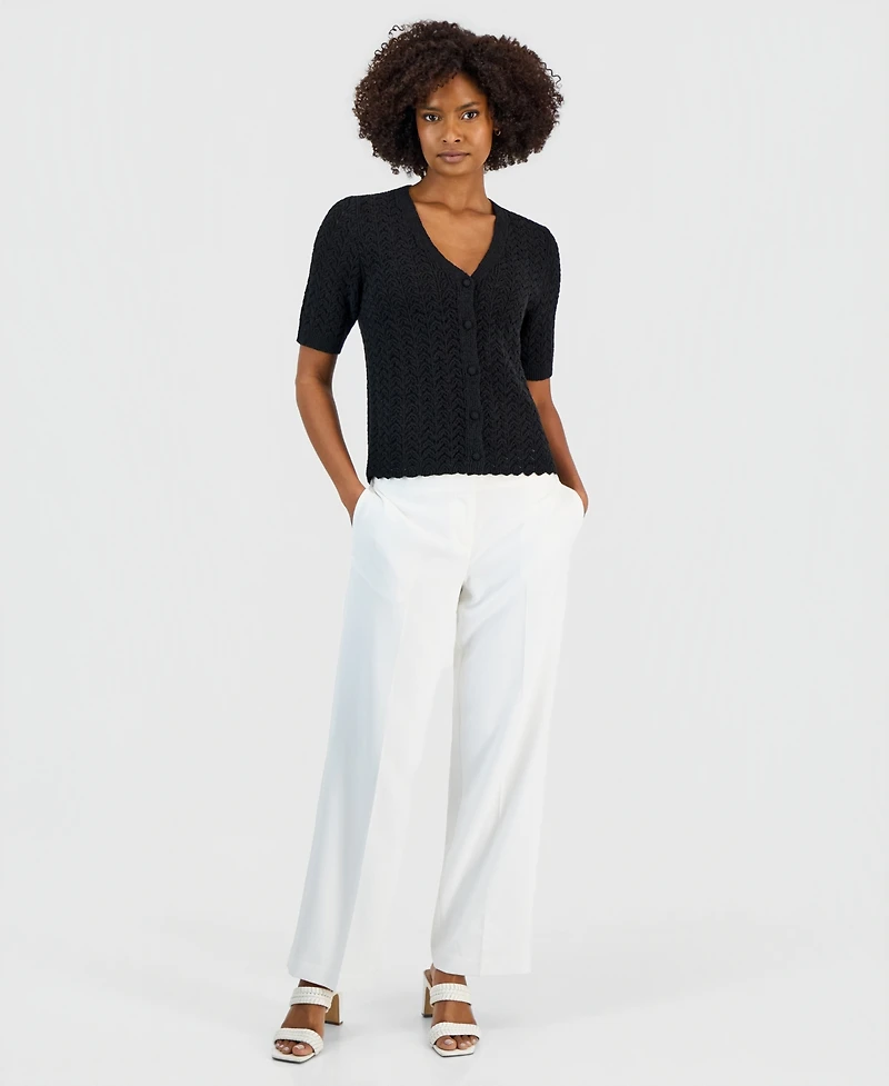 Kasper Petite V-Neck Button-Front Sweater