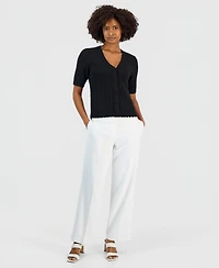 Kasper Petite V-Neck Button-Front Sweater