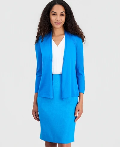 Kasper Women's Open-Front 3/4-Sleeve Cardigan