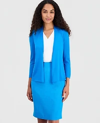 Kasper Women's Open-Front 3/4-Sleeve Cardigan