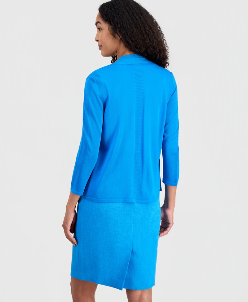 Kasper Women's Open-Front 3/4-Sleeve Cardigan