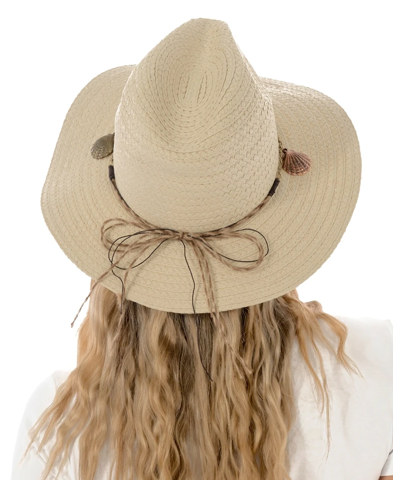 Marcus Adler Straw Shell Trim Panama Hat