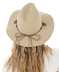 Marcus Adler Straw Shell Trim Panama Hat