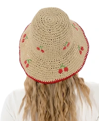 Marcus Adler Packable Cherry Straw Bucket Hat