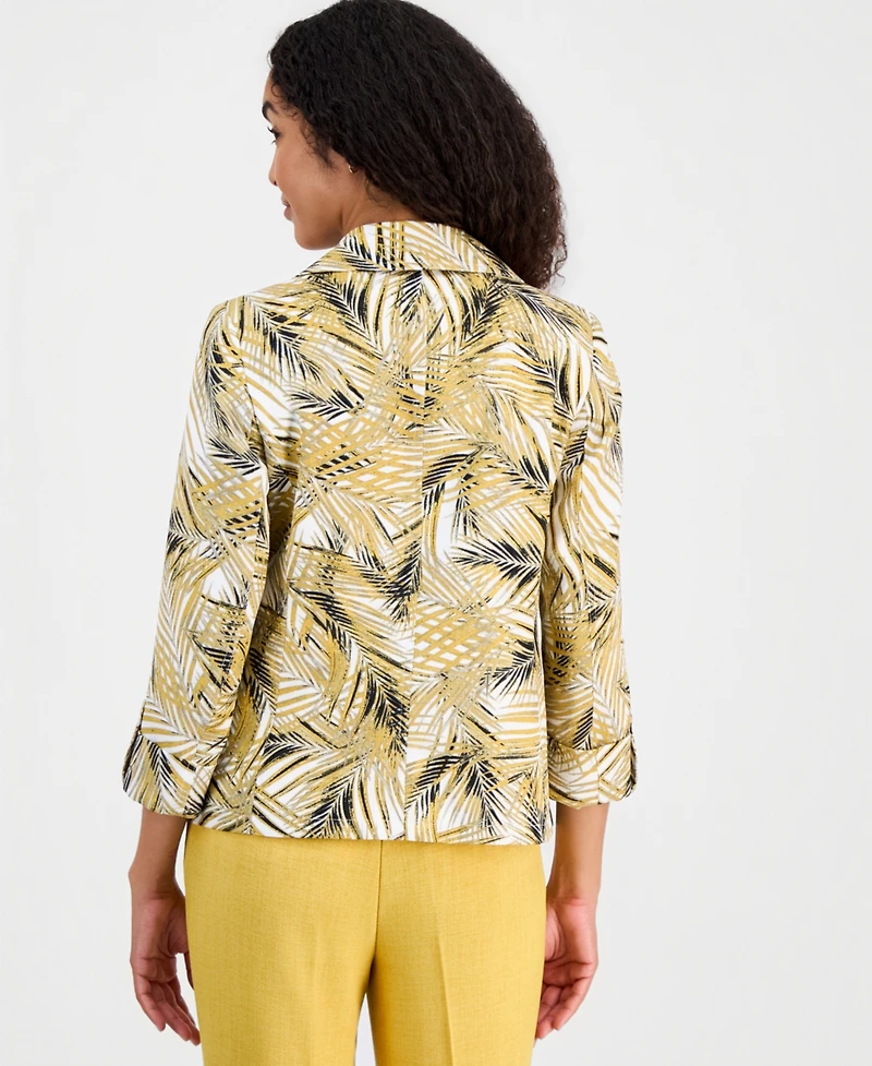 Kasper Women's Open-Front Palm-Print Jacket