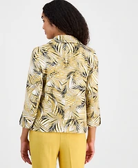Kasper Women's Open-Front Palm-Print Jacket