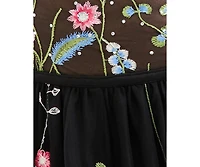 City Studios Juniors' Floral Embroidered Mesh Gown, Created for Macy's