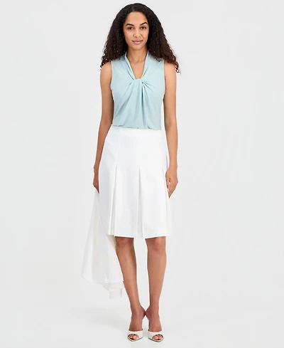 Kasper Petite Pleated Flare Midi Skirt