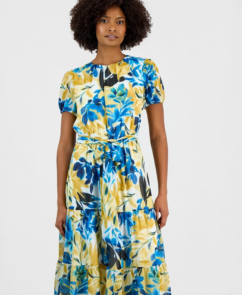 Kasper Women's Printed Tiered Midi Dress