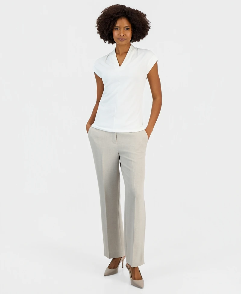Kasper Women's Cap-Sleeve V-Neck Crepe Top