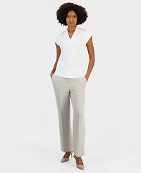 Kasper Women's Cap-Sleeve V-Neck Crepe Top