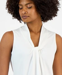 Kasper Women's Sleeveless Knotted V-Neck Top