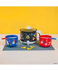 Uncanny Brands Disney Mickey Mouse Hot Pot with Ramen Bowls - Cook with Your Favorite Disney Character