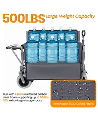 Rainsken Collapsible Wagon with Bench Seat and Rear-Mounted Folding Tabletop, 500lbs Heavy-Duty, 180L Capacity for Camping