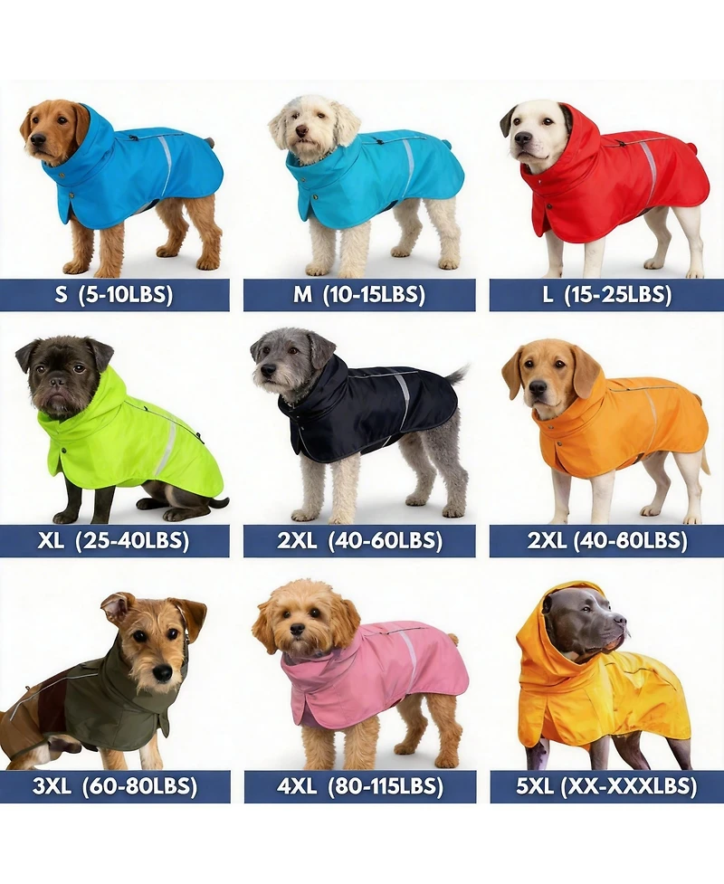 Aronkl Dog Raincoat - Waterproof, Windproof, Reflective, Breathable, Coverage