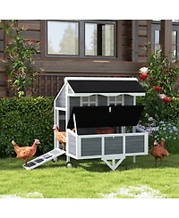 PawHut 43" Chicken Coop with Wheels, Chicken Tractor for 2-4 Hens, Rabbits