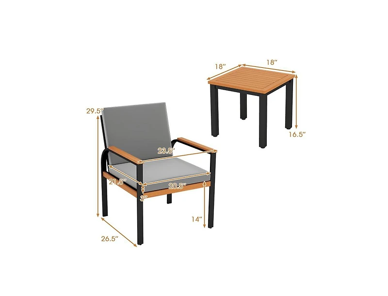 Slickblue 3-Piece Patio Conversation Furniture Set with Coffee Table