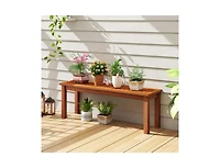 Slickblue 2-Person Outdoor Wood Bench with Backless Slatted Seat