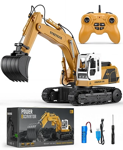 Sugift 1:16 Kids' Play Rc Excavators Vehicles Toys with Alloy Bucket/Lights/Sounds