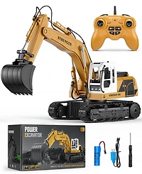 Sugift 1:16 Kids' Play Rc Excavators Vehicles Toys with Alloy Bucket/Lights/Sounds