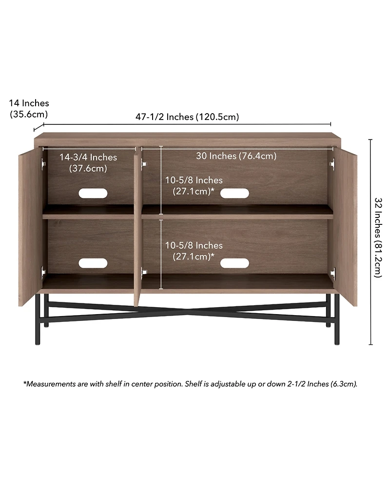 Hudson & Canal Brighton 48" Wide Rectangular Fluted Buffet Table