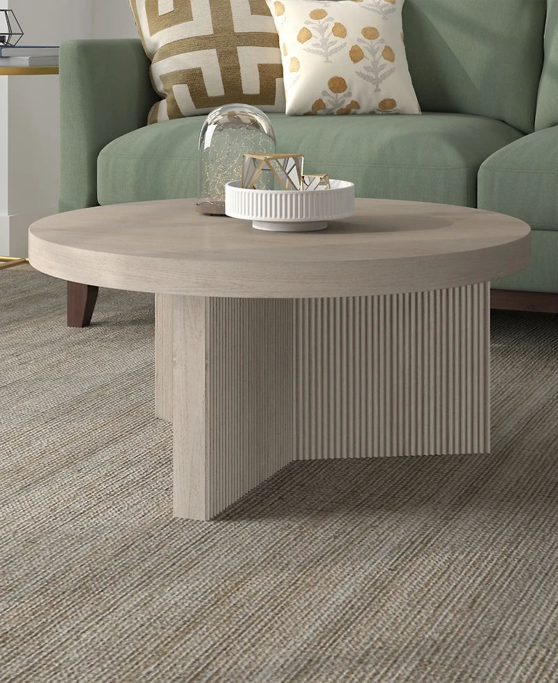 Hudson & Canal Holm 32" Wide Round Fluted Coffee Table