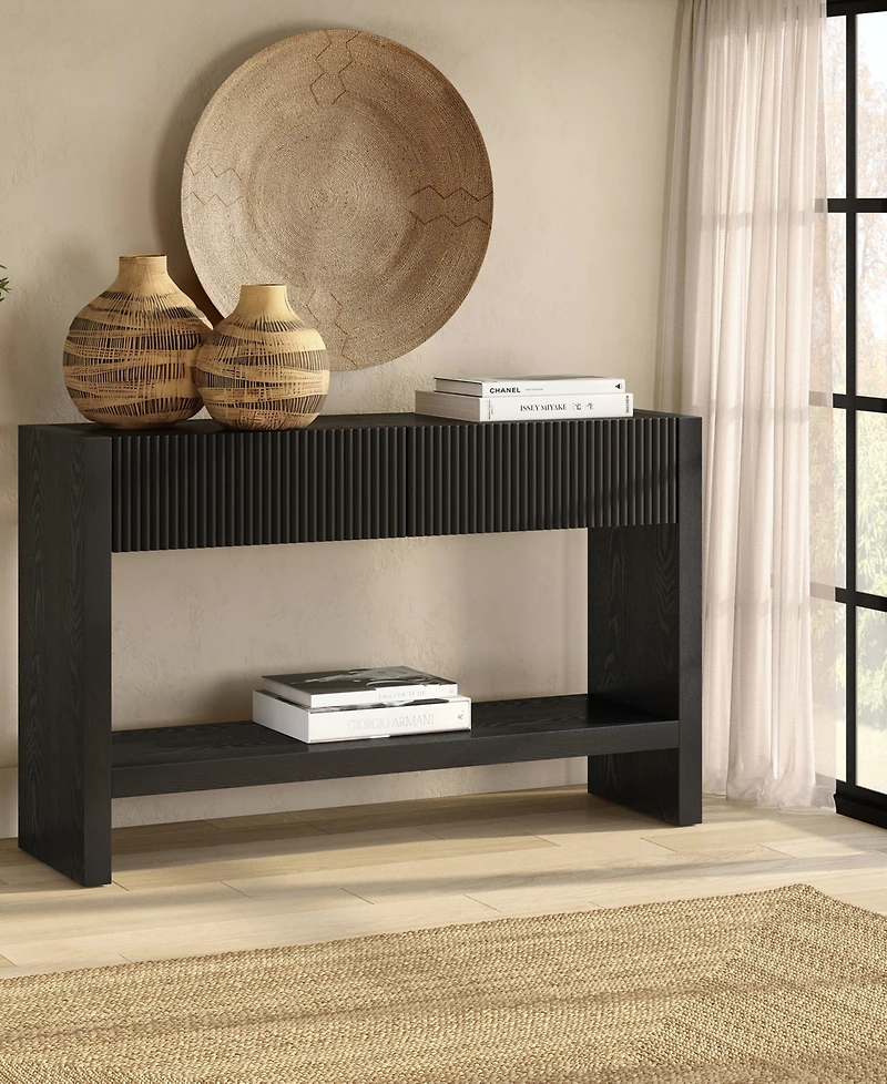 Hudson & Canal Manzanita 48" Solid Wood Wide Rectangular Fluted Console Table