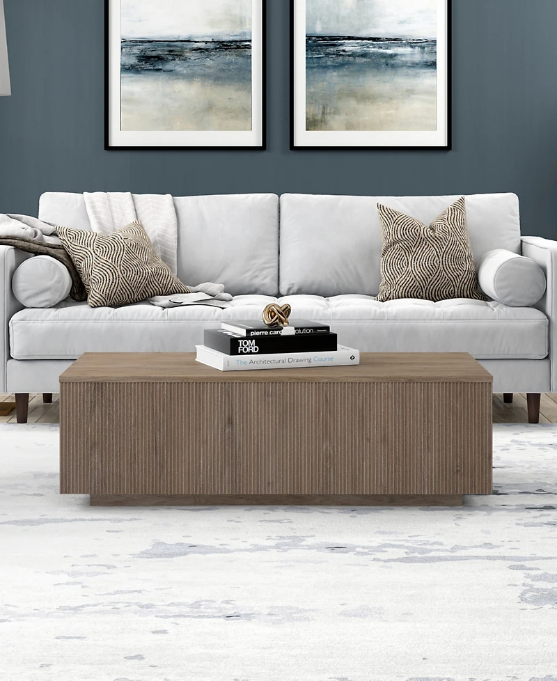 Hudson & Canal Reyes 48" Wide Rectangular Fluted Coffee Table