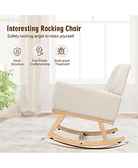 Gymax Mid Century Fabric Lounge Chair Upholstered Accent Armchair Rocking Chair