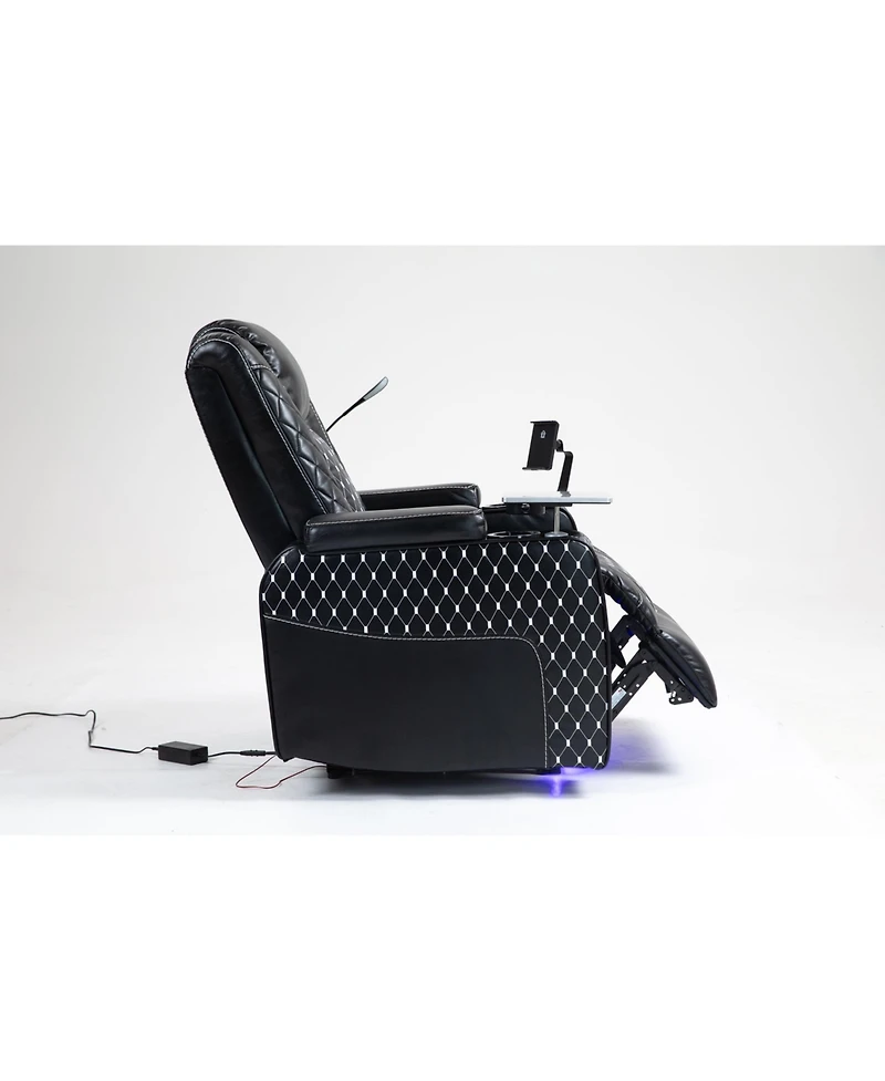 Clihome Power Zero Gravity Recliner with Multifunctional Features - Storage Armrest & Cup Holder - Laptop Table & Phone Holder- Reading Light