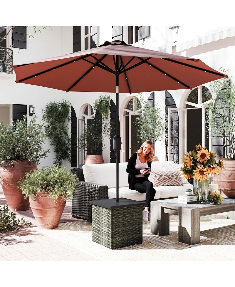 Outsunny Wicker Side Table, Square Pe Rat Outdoor End Table