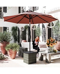 Outsunny Wicker Side Table, Square Pe Rat Outdoor End Table
