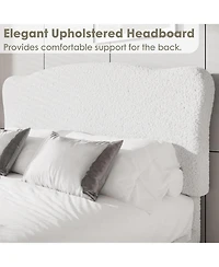 gaomon Bed Frame with Upholstered Headboard, Soft Low Profile Sturdy Platform Bed with Rounded Corners Design, Heavy Duty, Wooden Slats