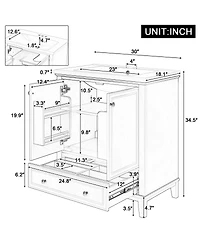 Sillysis Bathroom Vanity with Ceramic Sink, Adjustable Shelf, Multi-Functional Storage, Solid Wood & Mdf