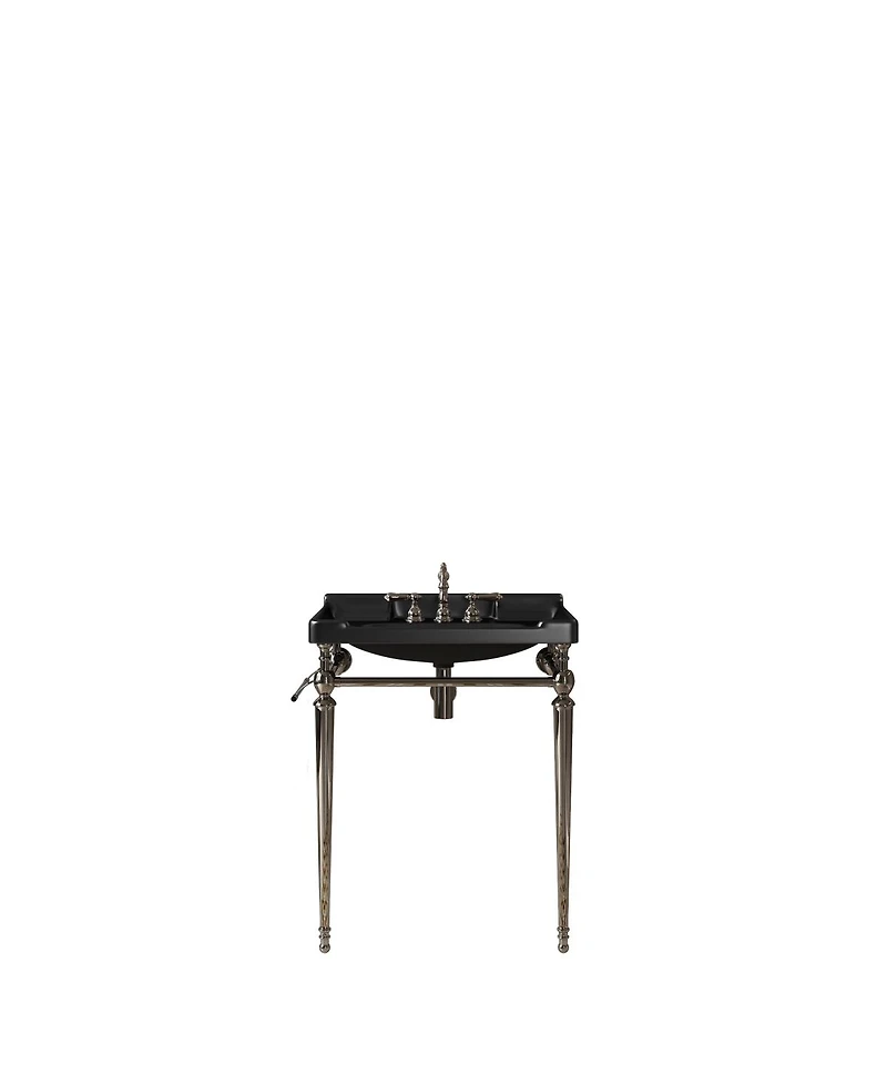 Sillysis Bathroom Console Sink with Ceramic Vanity, Wall Mounted Basin & Stainless Steel Legs, Towel Bar Included