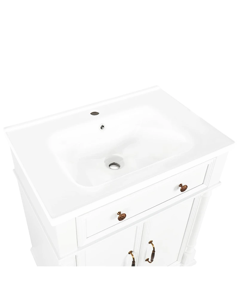 Sillysis 27.8" Rectangular Ceramic Bathroom Sink, Modern Vessel Basin with Overflow for Vanity Cabinet