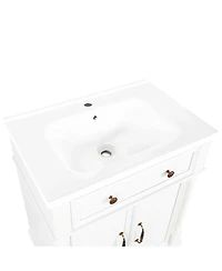 Sillysis 27.8" Rectangular Ceramic Bathroom Sink, Modern Vessel Basin with Overflow for Vanity Cabinet