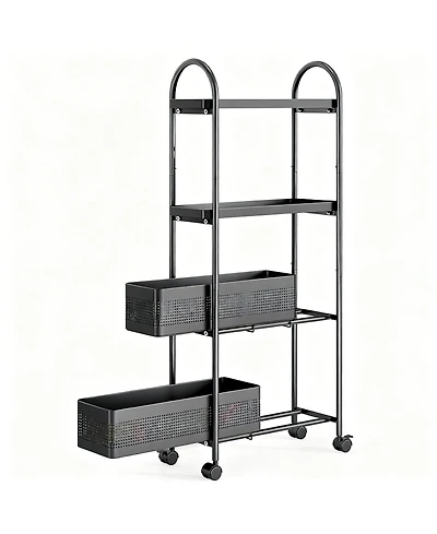 Yigii Slim Storage Cart with Pull-Out Baskets for Narrow Spaces - Kitchen, Bathroom, Laundry