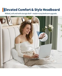 gaomon Bed Frame with Storage Headboard, Upholstered Platform Beds Drawers, Charging Station, Noise-Free