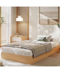 gaomon Wood Platform Bed Frame Minimalist Wooden Bed Slat Support No Box Spring Easy Assembly