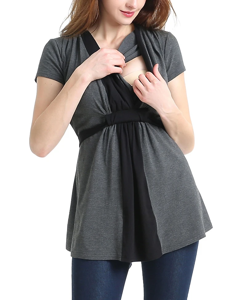 kimi + kai Maternity Colorblock Nursing Top