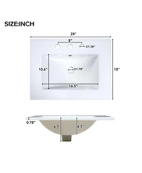 Sillysis Bathroom Vanity with Ceramic Sink, Soft Close Door & Drawers, Double Storage Racks for Small