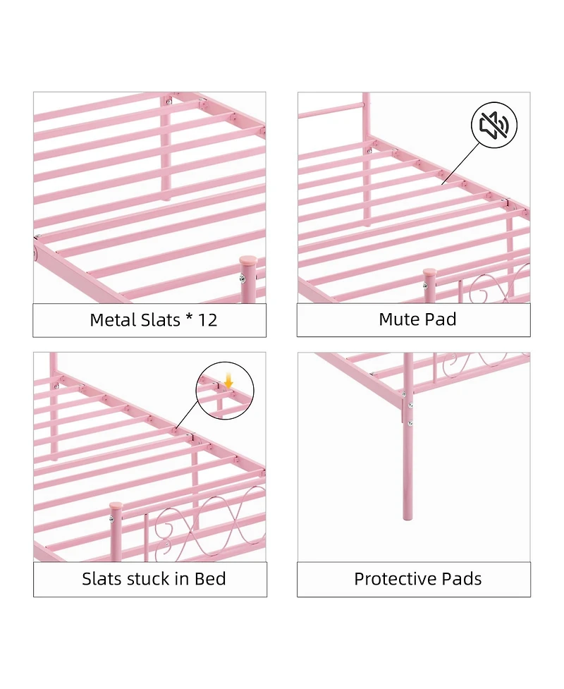 gaomon Twin Size Bed Frame Metal Platform with Headboard Footboard Strong Slats Under Storage No Box Spring Easy