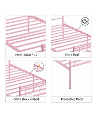 gaomon Twin Size Bed Frame Metal Platform with Headboard Footboard Strong Slats Under Storage No Box Spring Easy