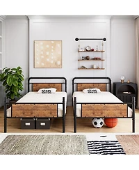 gaomon Metal Bunk Bed Heavy Duty Twin Bunk Guardrail Ladder Convertible No Box Spring