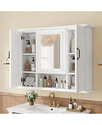 Sillysis 36" Bathroom Vanity with Sink & Mirror Cabinet, Freestanding Storage with Soft-Close Drawers for Modern Bathroom