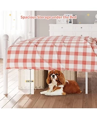 gaomon Metal Frame Platform Bed Iron-Art Heart Headboard Under Storage Footboard 600 Lbs Easy Assembly No Box