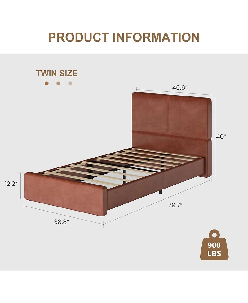 gaomon Upholstered Platform Bed Frame with 2 Storage Drawers, Faux Leather Low Bed Base with Wood Slat Support, No Box Spring Needed, Easy Assembly