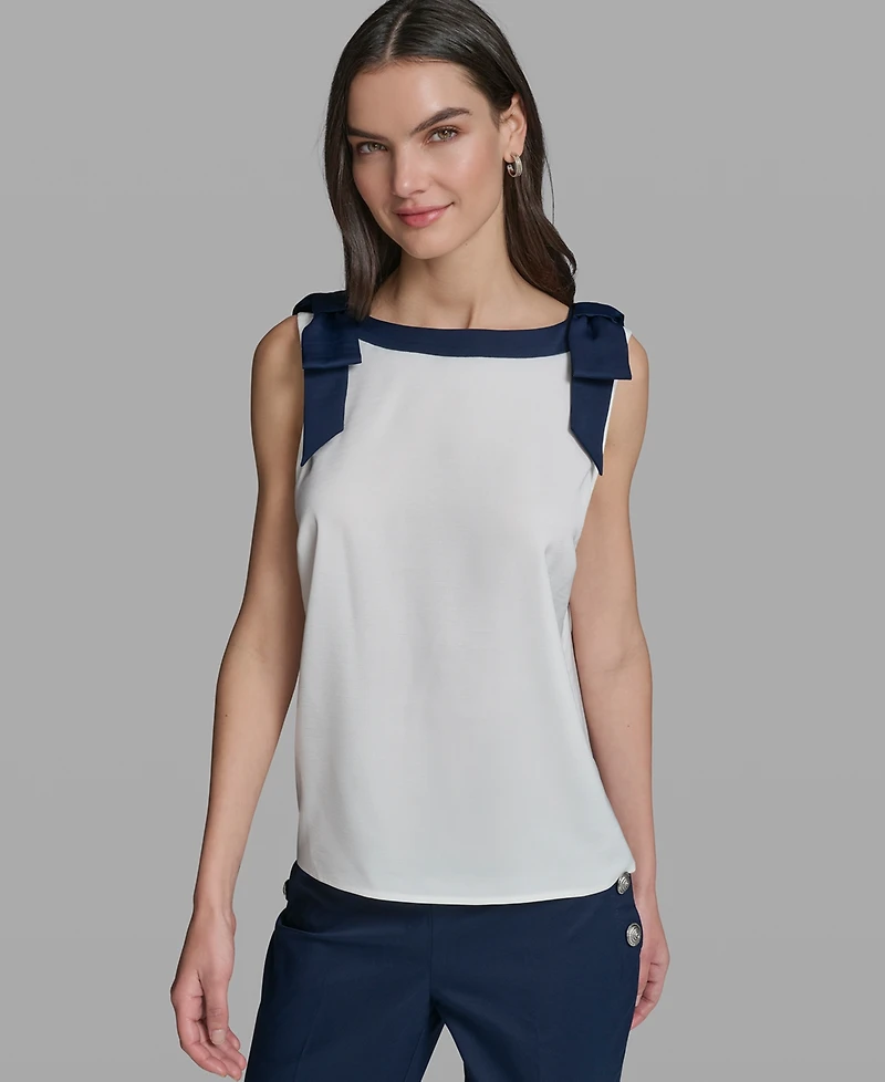 Karl Lagerfeld Paris Petite Boat Neck Top