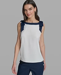 Karl Lagerfeld Paris Petite Boat Neck Top